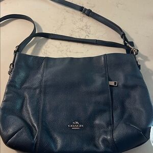 Coach Dark Blue Metallic Leather Crossbody Bag